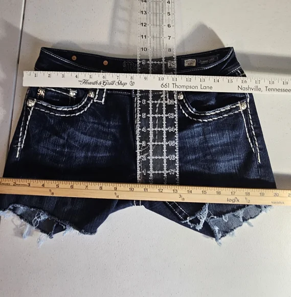 Miss Me Dark Blue Jeans Denim Cut Off's - Picture 10 of 11